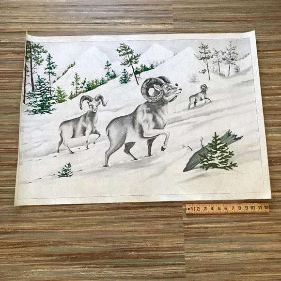 Bighorn Sheep Ram Partly Completed Wall Hanging Artex Tri-Chem Painting 26x38 - Picture 1 of 4